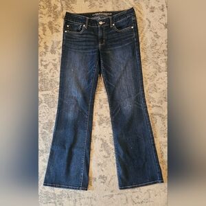 American Eagle Women's Flare Leg Jeans Dark Wash Denim Size 8